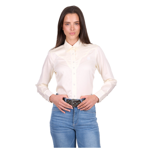 Wrangler Womens Bridget Western Long Sleeve Shirt, Cream [Size: 18] - main image